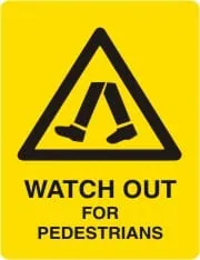 FORKLIFTS KEEP TO WALKING OACE WATCH OUT FOR PEDESTRIANS – Part No. FS 5